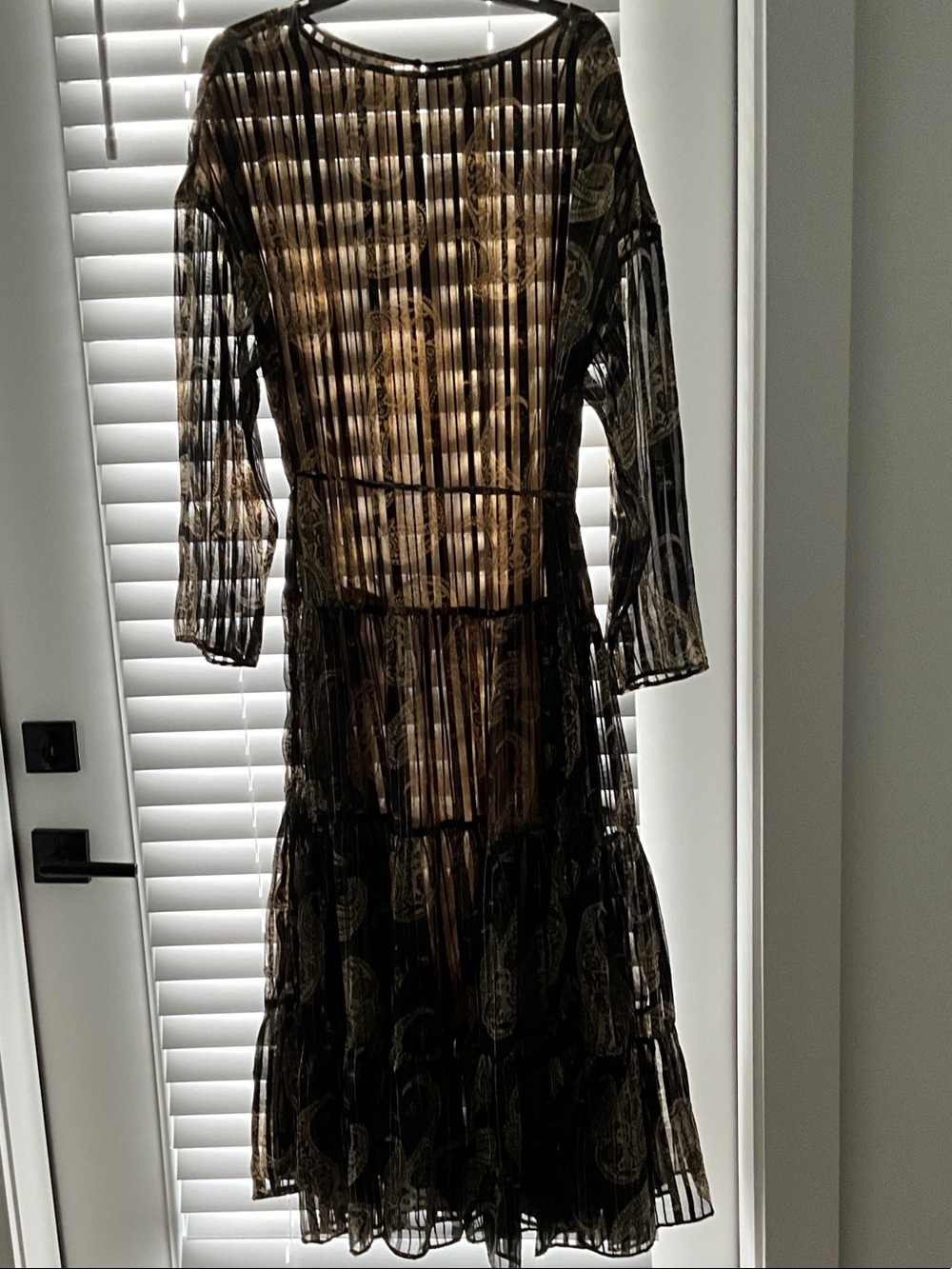 Sheer Black Paisley Midi Dress - Classic Women's Dress